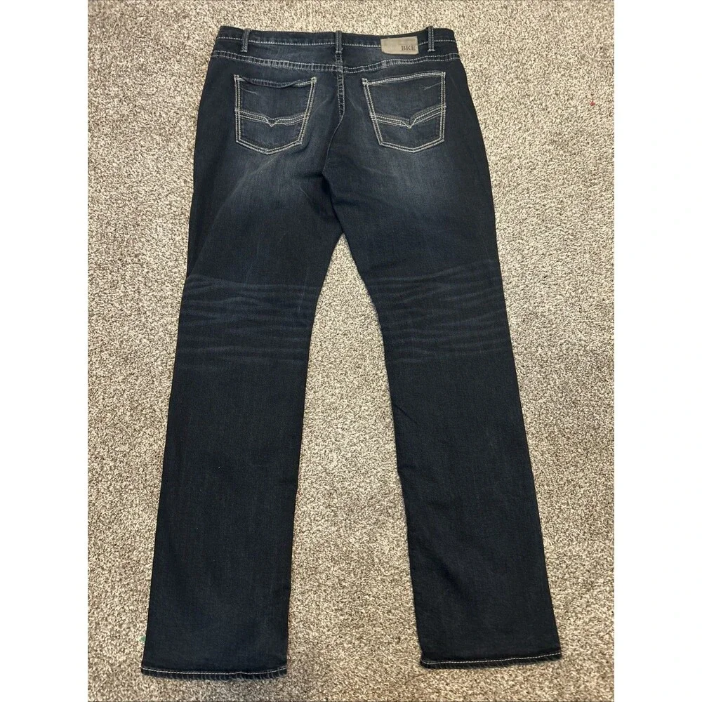 BKE Jeans Mens 38XL 38x36 Blue Dark Wash Tyler Straight Leg Denim Regular Fit